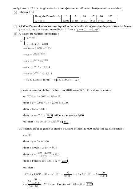 Fonction logarithme neperien - Examen corrigé