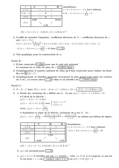 Fonction logarithme neperien - Examen corrigé