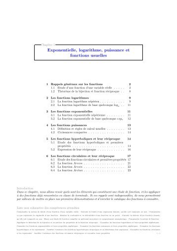 Exponentielle, logarithme, puissance et fonctions ... - mpsi-troyes.fr