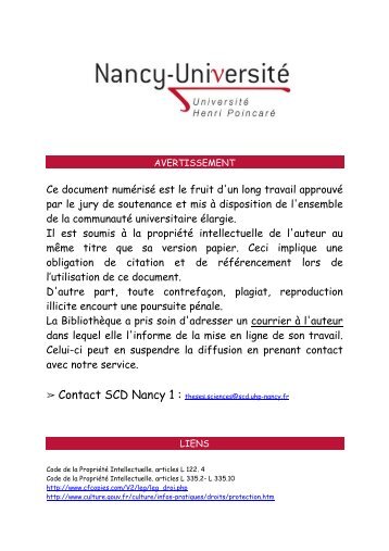Contact SCD Nancy 1 - Bibliothèques de l'Université de Lorraine