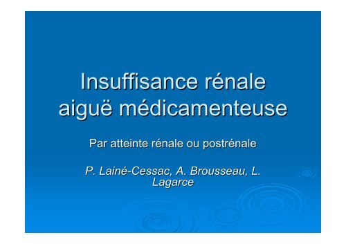 Cours du Dr Pascale Lainé-Cessac - Université d'Angers