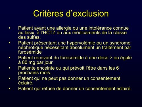 Inefficacité de l'hydrochlorothiazide en insuffisance rénale - Société ...