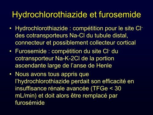 Inefficacité de l'hydrochlorothiazide en insuffisance rénale - Société ...