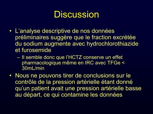 Inefficacité de l'hydrochlorothiazide en insuffisance rénale - Société ...