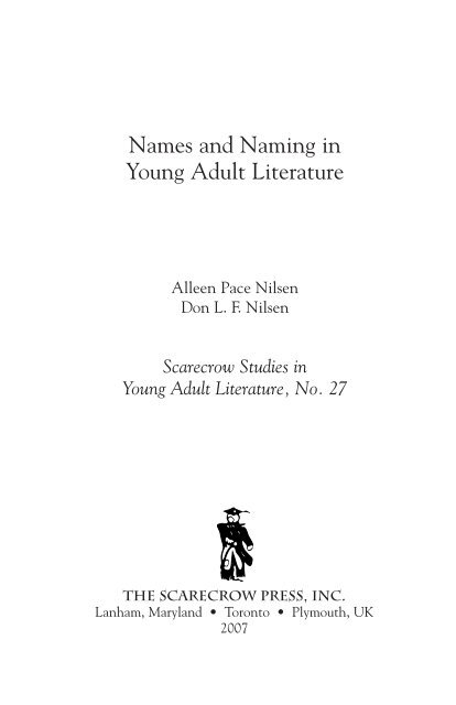 Names And Naming In Young Adult Literature Scarecrow Press