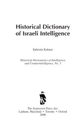 Historical Dictionary of Israeli Intelligence - Scarecrow Press