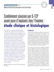 Comblement sinusien par ß-TCP avant pose d'implants chez l'homme :