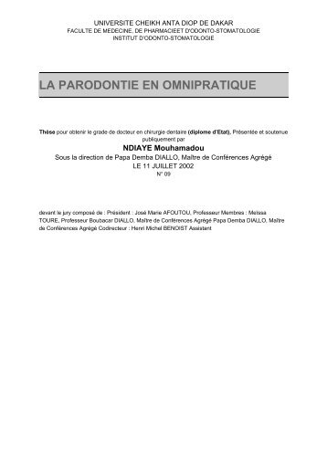 LA PARODONTIE EN OMNIPRATIQUE - African Index Medicus