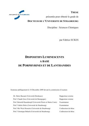 dispositifs luminescents a base de porphyrines et de lanthanides