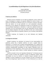 La problématique du plurilinguisme et du pluriculturalisme