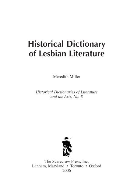 Historical Dictionary of Lesbian Literature - Scarecrow Press