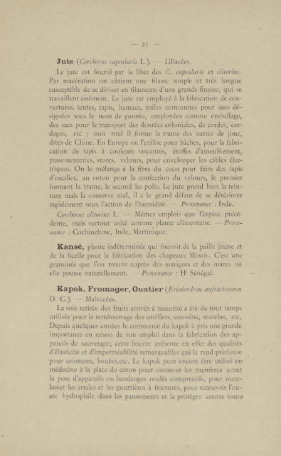 Catalogue raisonné des plantes textiles et papyrifères des ... - Manioc