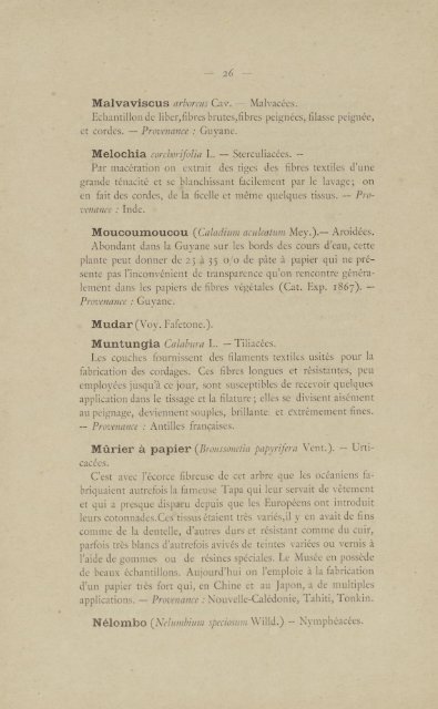 Catalogue raisonné des plantes textiles et papyrifères des ... - Manioc