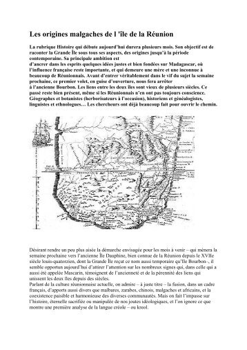 Les origines malgaches de l 'île de la Réunion