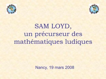 Sam Loyd - Jeux mathématiques à Bruxelles