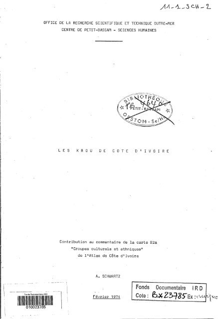 Les Krou de Côte d'Ivoire : contribution au commentaire de la ... - IRD