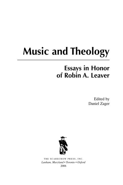 Music and Theology - Scarecrow Press