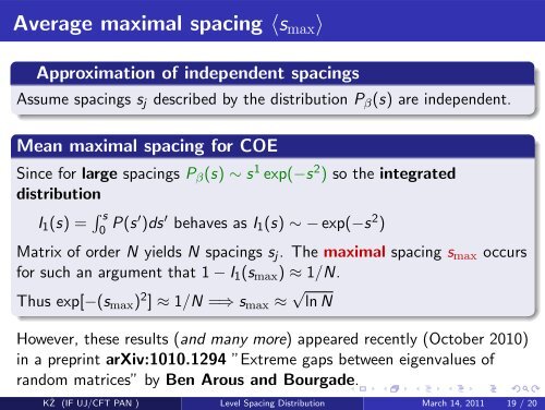 Level Spacing Distribution Revisited - Theoretical Group Atomic ...