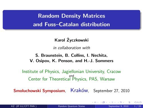 Random Density Matrices and Fuss–Catalan distribution