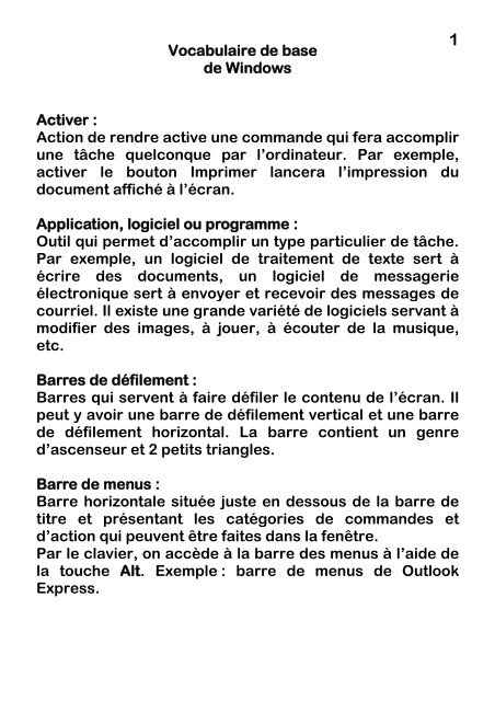 Vocabulaire Windows Pdf Nouvelle Page 1
