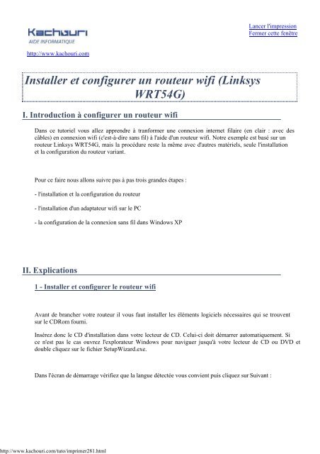 Installer et configurer un routeur wifi (Linksys ... - Nouvelle page 1