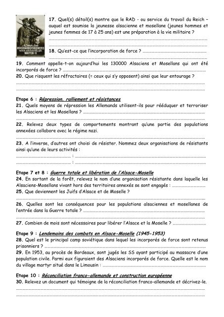 Questionnaire général visite 2h - Le Mémorial de l'Alsace-Moselle