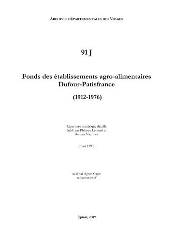 Fonds des établissements agro-alimentaires Dufour-Patisfrance