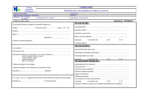 3_Demande d'autopsie pour foetus ou un Mort-né - CHU Brugmann