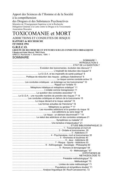 TOXICOMANIE et MORT - Hôpital MARMOTTAN