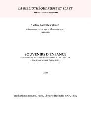 Kovalevskaia - Souvenirs d'enfance - Littérature russe
