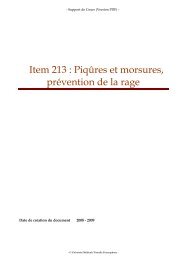 Item 213 : Piqûres et morsures, prévention de la rage