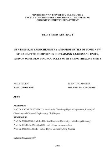 Ph.D. THESIS ABSTRACT SYNTHESIS, STEREOCHEMISTRY AND ...