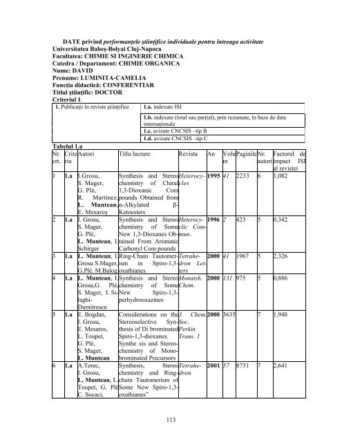 1 CRITERII DE EVALUARE a performanţelor ştiinţifice individuale ...