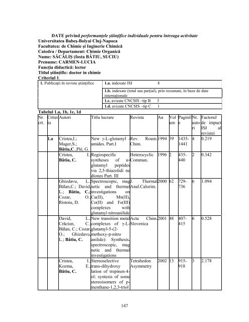 1 CRITERII DE EVALUARE a performanţelor ştiinţifice individuale ...