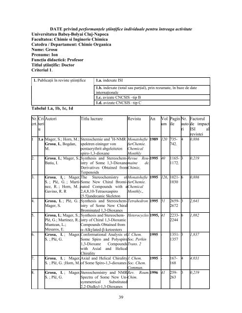 1 CRITERII DE EVALUARE a performanţelor ştiinţifice individuale ...