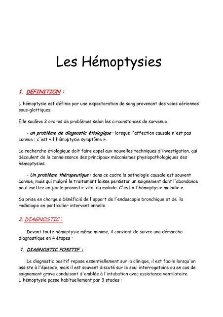 Les Hémoptysies - Aurespneumo....