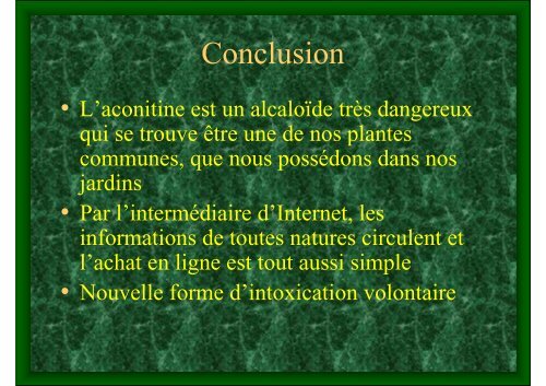 Intoxication volontaire par Aconit