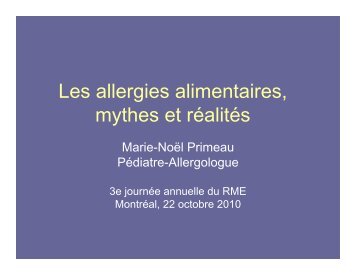 Les allergies alimentaires, mythes et réalités - CHU Sainte-Justine