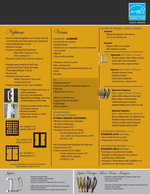 Collection portes patio - Portes Dimensions