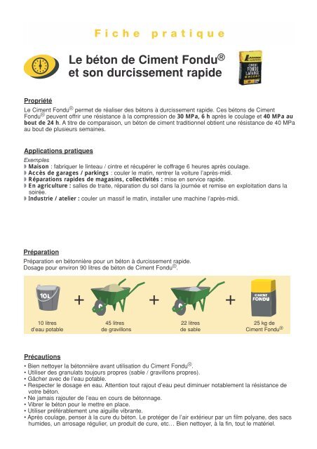 Le béton de Ciment Fondu et son durcissement rapide - Point.P