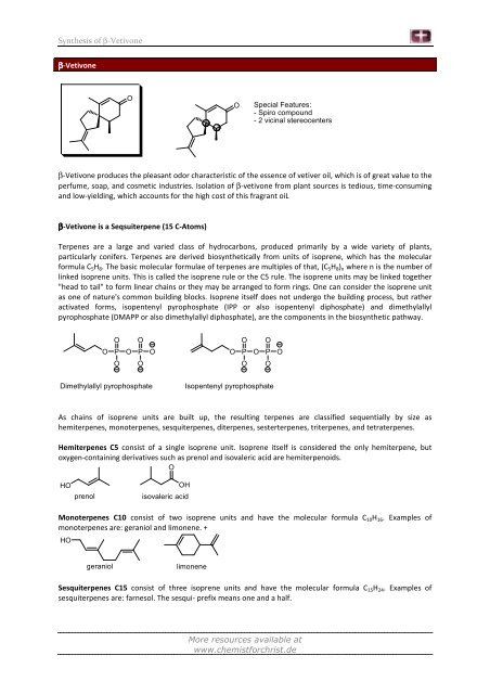 Synthesis of β-Vetivone More resources available ... - ChemistforChrist