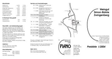 Preisliste I/2004 Weingut Simon-Bürkle Zwingenberg