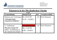 Klausuren in der Physikalischen Chemie - Department Chemie der ...