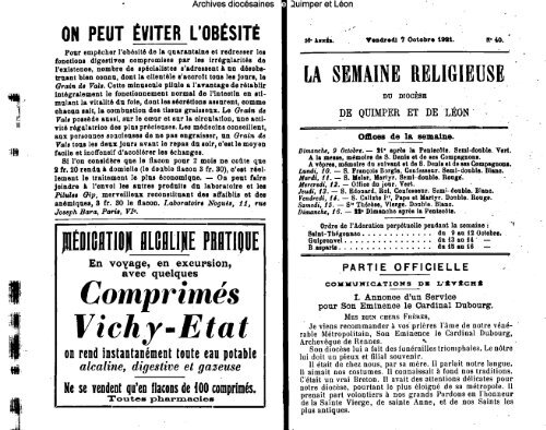 LA SEMAINE RELIGIEUSE - Diocèse de Quimper et du Léon