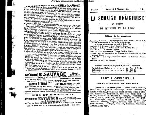 LA SEMAINE RELIGIEUSE - Diocèse de Quimper et du Léon