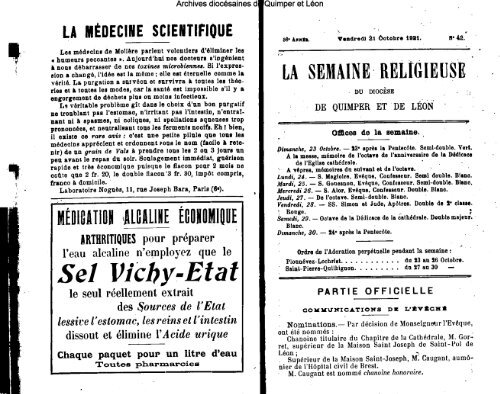 LA SEMAINE RELIGIEUSE - Diocèse de Quimper et du Léon