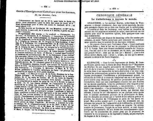 LA SEMAINE RELIGIEUSE - Diocèse de Quimper et du Léon