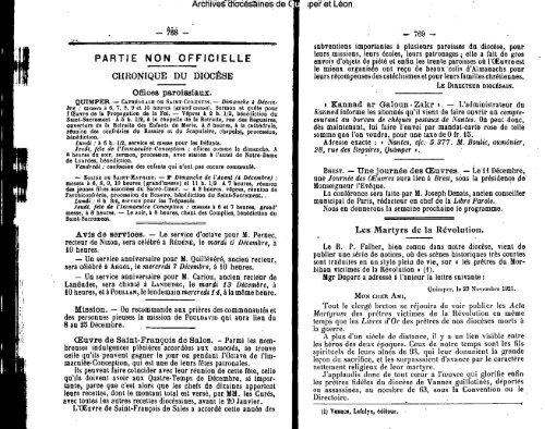 LA SEMAINE RELIGIEUSE - Diocèse de Quimper et du Léon