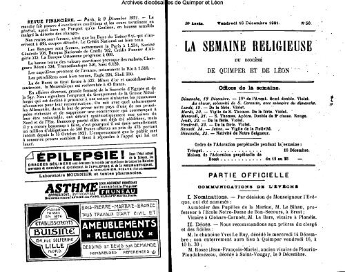 LA SEMAINE RELIGIEUSE - Diocèse de Quimper et du Léon