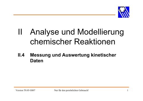 Messung und Auswertung kinetischer Daten